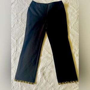 Alfani NWT black slim ankle leg trousers with decorative braid on hem size 4
